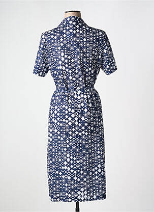 Robe mi-longue imprimé fantaisie manches courtes bleu FRANCE RIVOIRE femme