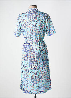 Robe mi-longue imprimé fantaisie manches courtes bleu GUY DUBOUIS femme
