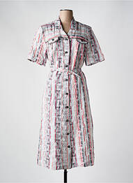 Robe mi-longue imprimé fantaisie manches courtes gris FRANCE RIVOIRE femme