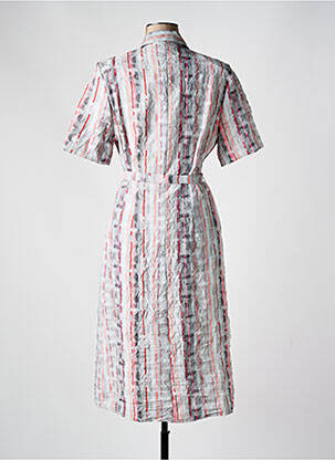 Robe mi-longue imprimé fantaisie manches courtes gris FRANCE RIVOIRE femme