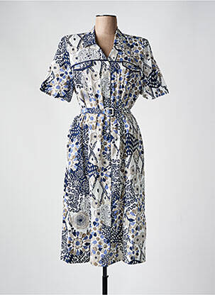 Robe courte manches courtes manches courtes bleu FRANCE RIVOIRE femme