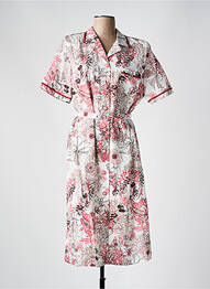 Robe mi-longue imprimé fleurs manches courtes rouge FRANCE RIVOIRE femme