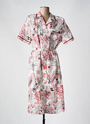 Robe mi-longue imprimé fleurs manches courtes rouge FRANCE RIVOIRE femme