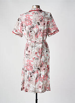 Robe mi-longue imprimé fleurs manches courtes rouge FRANCE RIVOIRE femme