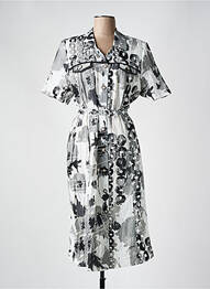 Robe mi-longue imprimé fantaisie manches courtes gris FRANCE RIVOIRE femme