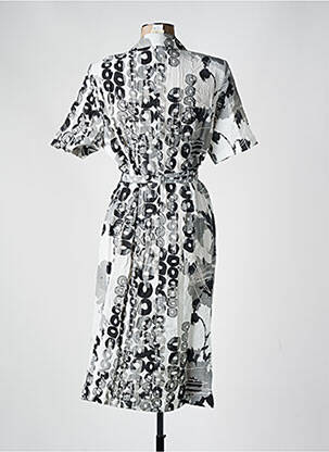 Robe mi-longue imprimé fantaisie manches courtes gris FRANCE RIVOIRE femme