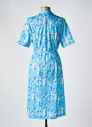 Robe mi-longue imprimé fantaisie manches courtes bleu GUY DUBOUIS femme