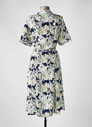 Robe mi-longue imprimé fleurs manches courtes bleu GUY DUBOUIS femme