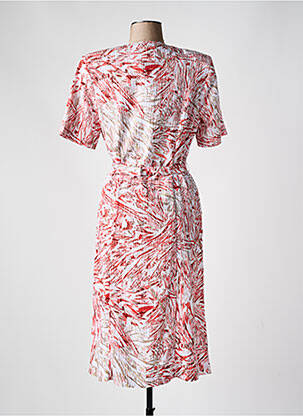 Robe mi-longue imprimé fantaisie manches courtes rouge FRANCE RIVOIRE femme