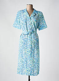 Robe mi-longue imprimé fantaisie manches courtes bleu FRANCE RIVOIRE femme