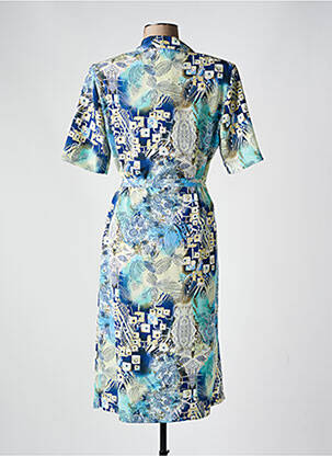 Robe mi-longue imprimé fantaisie manches courtes bleu GUY DUBOUIS femme