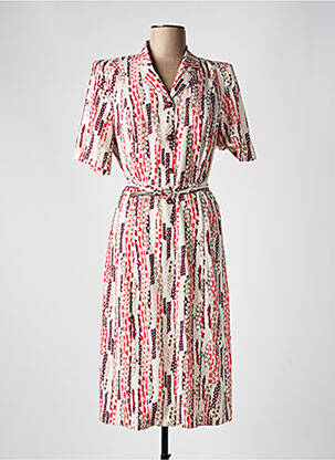 Robe mi-longue tissage crêpe manches courtes rouge GUY DUBOUIS femme