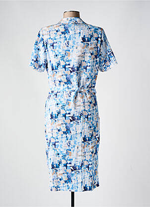 Robe mi-longue imprimé fantaisie manches longues bleu GUY DUBOUIS femme