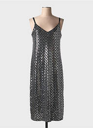 Robe mi-longue coupe cintrée fines bretelles noir REVD'ELLE femme