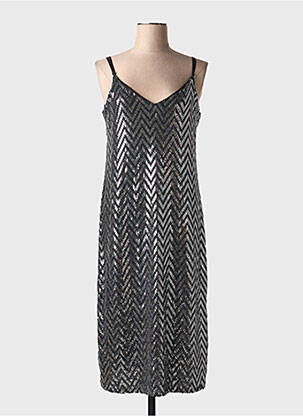 Robe mi-longue coupe cintrée fines bretelles noir REVD'ELLE femme