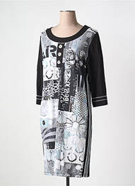 Robe mi-longue manches 3/4 manches 3/4 gris DOLCEZZA femme