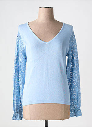 Pull coupe cintrée manches longues bleu MARINA V femme