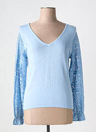 Pull coupe cintrée manches longues bleu MARINA V femme