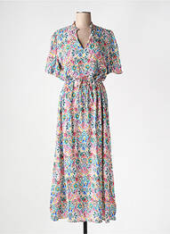 Robe longue imprimé fantaisie manches courtes blanc C'EST BEAU LA VIE femme