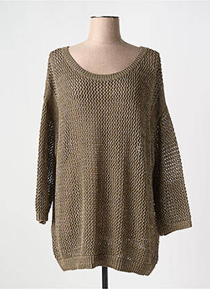 Pull col rond manches longues vert MARINA V femme