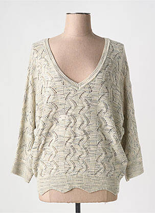 Pull coupe droite manches longues beige MARINA V femme