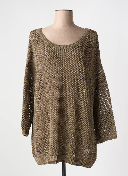 Pull col rond manches longues vert MARINA V femme
