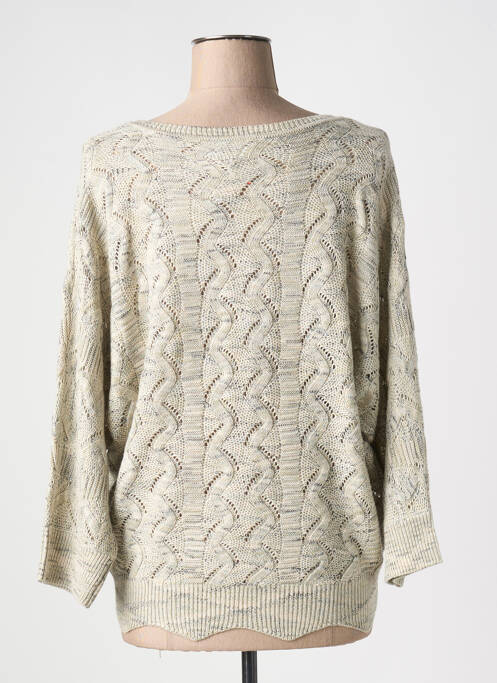 Pull col v manches longues beige MARINA V femme