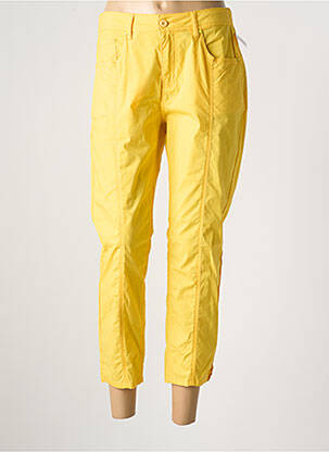 Pantalon 7/8 stretch taille normale jaune QUATRE VINGT JOURS femme