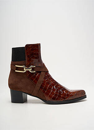 Bottines/boots tissage satiné talon de 4 à 6cm marron ROSEWOOD femme