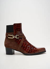 Bottines/boots tissage satiné talon de 4 à 6cm marron ROSEWOOD femme