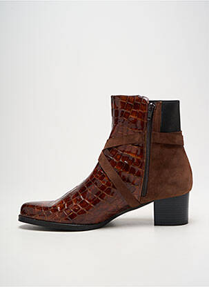 Bottines/boots tissage satiné talon de 4 à 6cm marron ROSEWOOD femme