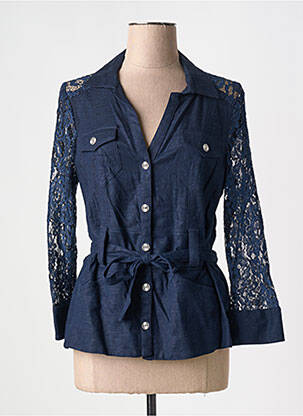 Chemisier coupe cintrée manches longues bleu FRANCE RIVOIRE femme