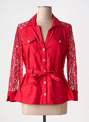 Chemisier coupe cintrée manches longues rouge FRANCE RIVOIRE femme