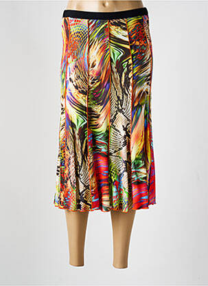 Jupe mi-longue coupe droite orange GUY DUBOUIS femme