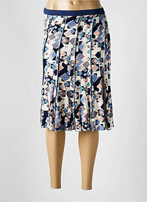 Jupe mi-longue stretch bleu GUY DUBOUIS femme