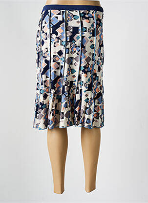 Jupe mi-longue stretch bleu GUY DUBOUIS femme