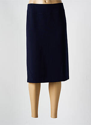 Jupe mi-longue coupe droite bleu GUY DUBOUIS femme
