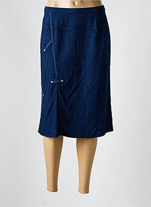 Jupe mi-longue stretch bleu GUY DUBOUIS femme