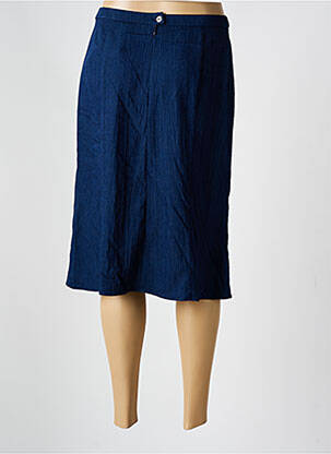 Jupe mi-longue stretch bleu GUY DUBOUIS femme