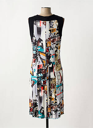 Robe mi-longue imprimé fantaisie sans manche noir GUY DUBOUIS femme