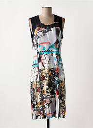 Robe mi-longue imprimé fantaisie sans manche noir GUY DUBOUIS femme