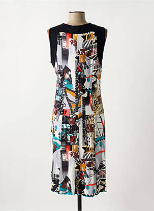 Robe mi-longue imprimé fantaisie sans manche noir GUY DUBOUIS femme