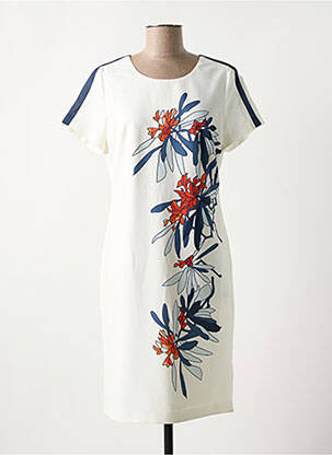 Robe mi-longue manches courtes manches courtes blanc GUY DUBOUIS femme