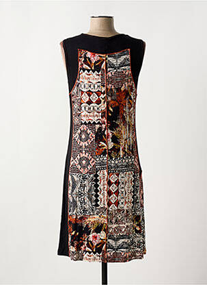 Robe mi-longue imprimé fantaisie sans manche noir GUY DUBOUIS femme