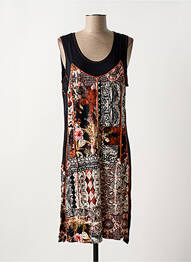 Robe mi-longue imprimé fantaisie sans manche noir GUY DUBOUIS femme