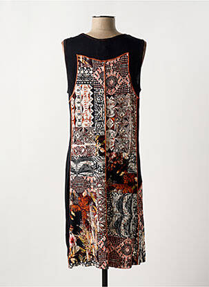 Robe mi-longue imprimé fantaisie sans manche noir GUY DUBOUIS femme