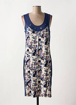 Robe mi-longue sans manche sans manche bleu GUY DUBOUIS femme