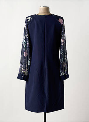 Robe mi-longue imprimé fleurs manches longues bleu GUY DUBOUIS femme