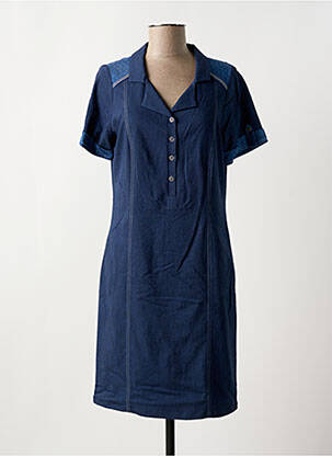 Robe mi-longue manches courtes manches courtes bleu GUY DUBOUIS femme