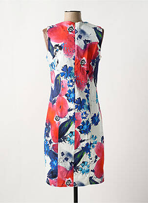 Robe mi-longue imprimé fleurs sans manche bleu GUY DUBOUIS femme